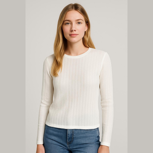 Reformation Ansley Knit White Long Sleeve Top Sz Large - Picture 1 of 11